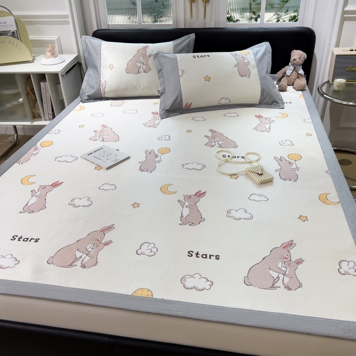 91家纺网 家纺一手货源 找家纺 水云缦 2025新款600D冰藤凉席冰丝席铺床款 铺床款-萌萌兔