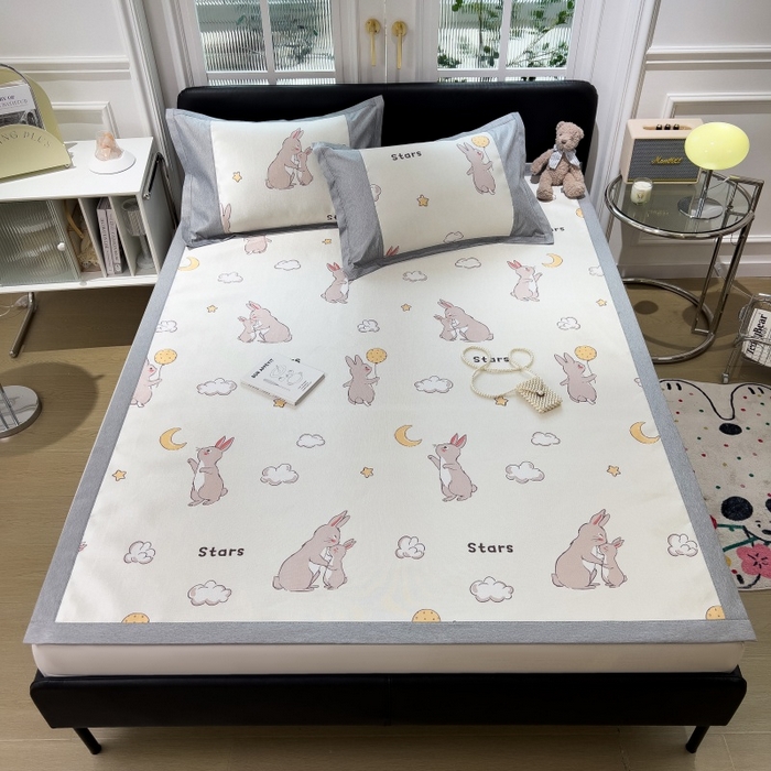 91家纺网 家纺一手货源 找家纺 水云缦 2025新款600D冰藤凉席冰丝席铺床款 铺床款-萌萌兔