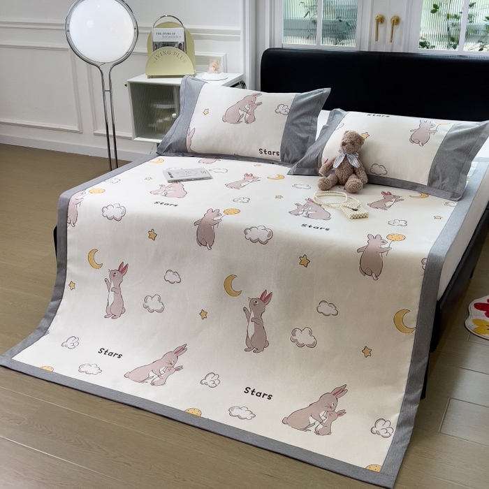 91家纺网 家纺一手货源 找家纺 水云缦 2025新款600D冰藤凉席冰丝席铺床款 铺床款-萌萌兔