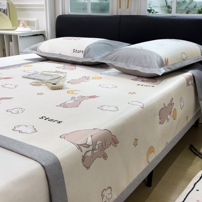 91家纺网 家纺一手货源 找家纺 水云缦 2025新款600D冰藤凉席冰丝席铺床款 铺床款-萌萌兔