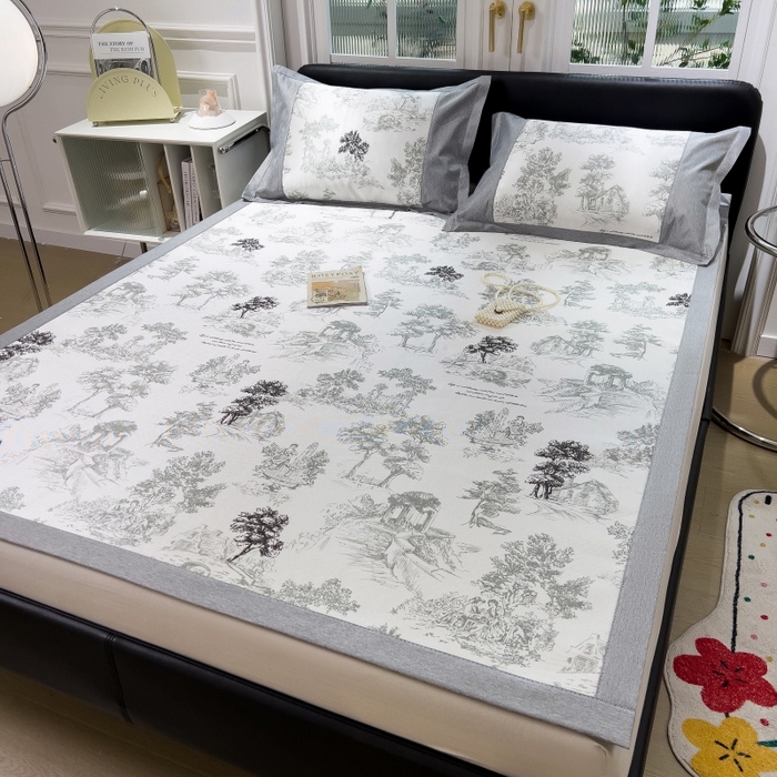 91家纺网 家纺一手货源 找家纺 水云缦 2025新款600D冰藤凉席冰丝席铺床款 铺床款-秘境