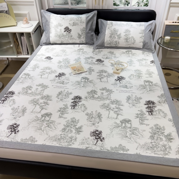 91家纺网 家纺一手货源 找家纺 水云缦 2025新款600D冰藤凉席冰丝席铺床款 铺床款-秘境