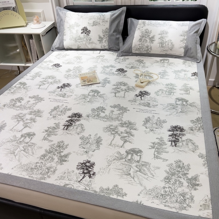 91家纺网 家纺一手货源 找家纺 水云缦 2025新款600D冰藤凉席冰丝席铺床款 铺床款-秘境