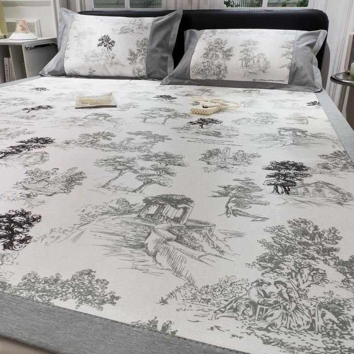 91家纺网 家纺一手货源 找家纺 水云缦 2025新款600D冰藤凉席冰丝席铺床款 铺床款-秘境