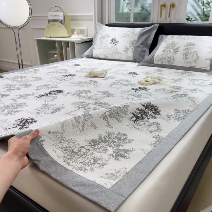 91家纺网 家纺一手货源 找家纺 水云缦 2025新款600D冰藤凉席冰丝席铺床款 铺床款-秘境