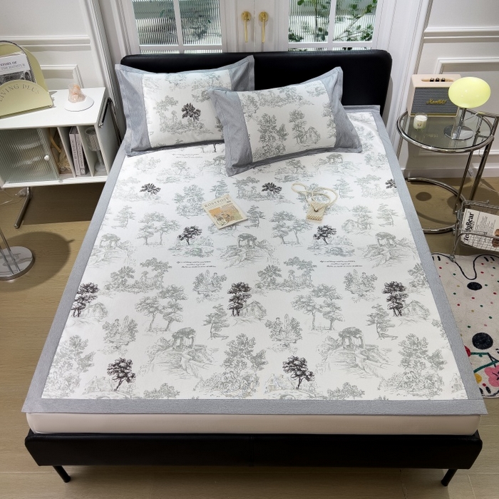 91家纺网 家纺一手货源 找家纺 水云缦 2025新款600D冰藤凉席冰丝席铺床款 铺床款-秘境