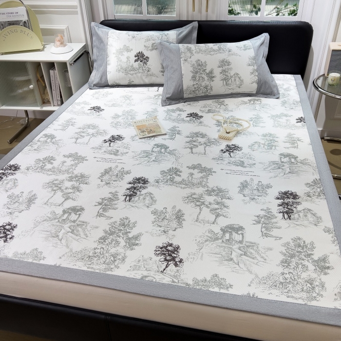 91家纺网 家纺一手货源 找家纺 水云缦 2025新款600D冰藤凉席冰丝席铺床款 铺床款-秘境