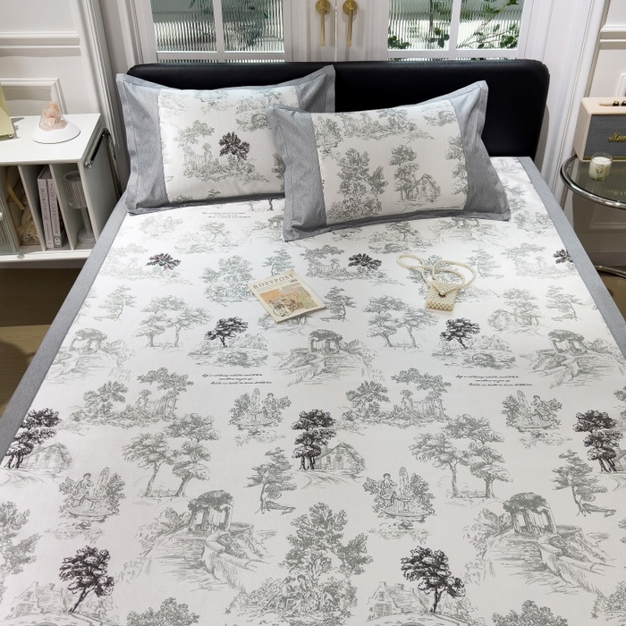 91家纺网 家纺一手货源 找家纺 水云缦 2025新款600D冰藤凉席冰丝席铺床款 铺床款-秘境