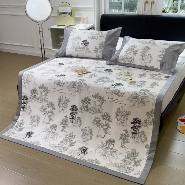 91家纺网 家纺一手货源 找家纺 水云缦 2025新款600D冰藤凉席冰丝席铺床款 铺床款-秘境