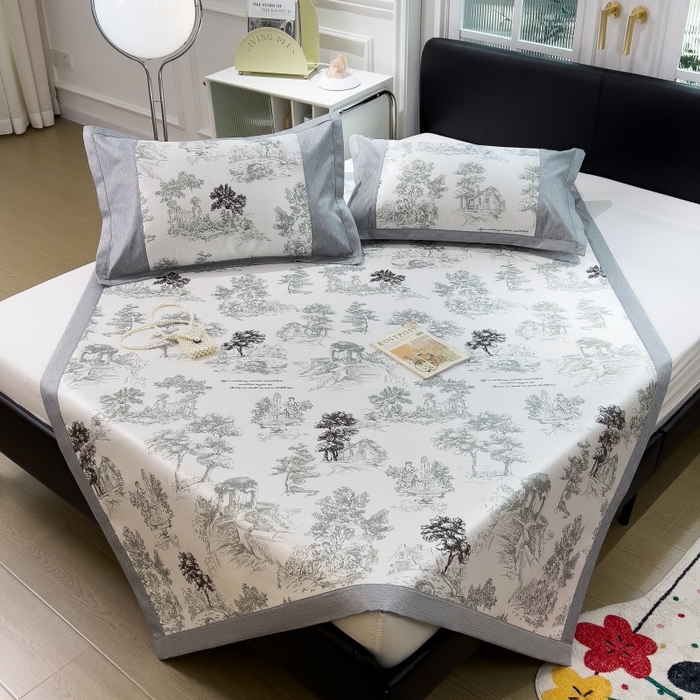 91家纺网 家纺一手货源 找家纺 水云缦 2025新款600D冰藤凉席冰丝席铺床款 铺床款-秘境