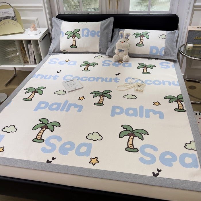 91家纺网 家纺一手货源 找家纺 水云缦 2025新款600D冰藤凉席冰丝席铺床款 铺床款-夏日