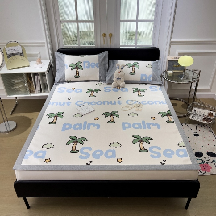 91家纺网 家纺一手货源 找家纺 水云缦 2025新款600D冰藤凉席冰丝席铺床款 铺床款-夏日