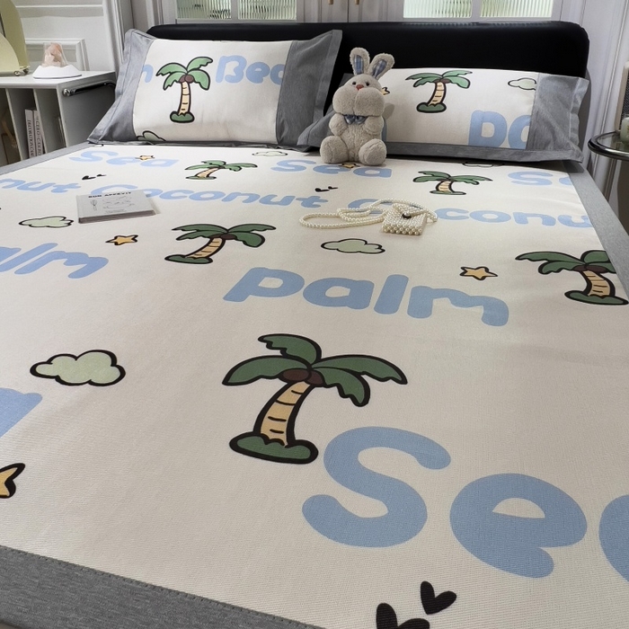 91家纺网 家纺一手货源 找家纺 水云缦 2025新款600D冰藤凉席冰丝席铺床款 铺床款-夏日