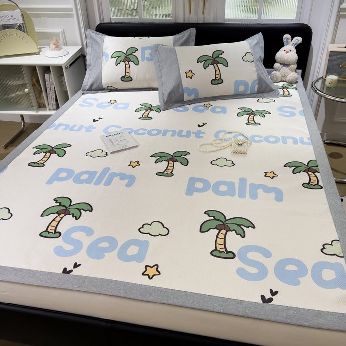 91家纺网 家纺一手货源 找家纺 水云缦 2025新款600D冰藤凉席冰丝席铺床款 铺床款-夏日