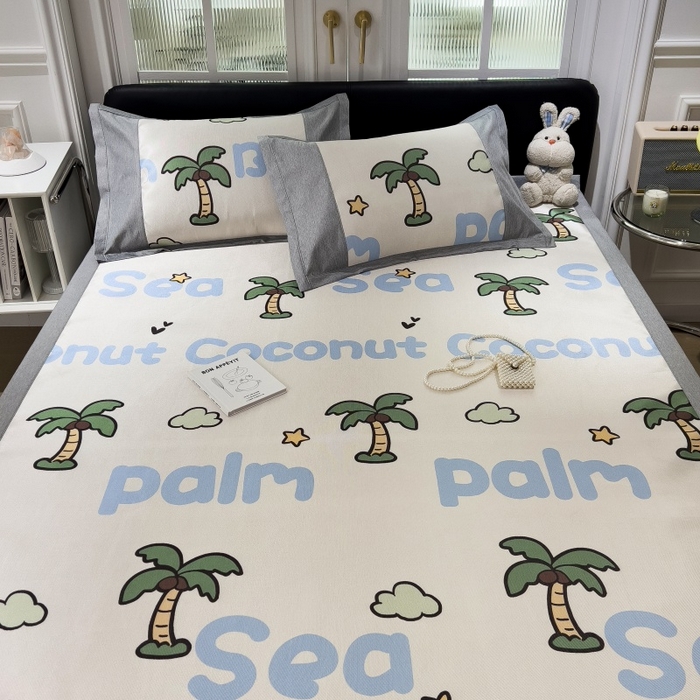 91家纺网 家纺一手货源 找家纺 水云缦 2025新款600D冰藤凉席冰丝席铺床款 铺床款-夏日