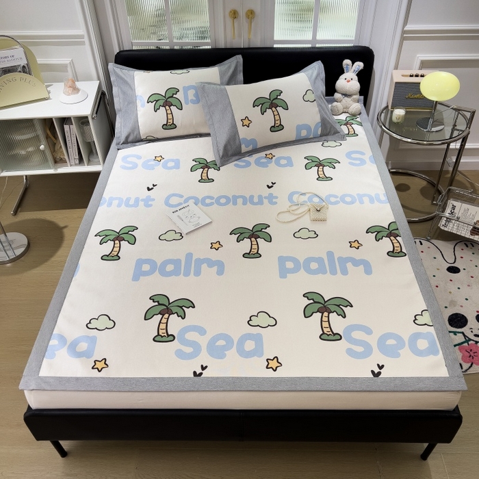 91家纺网 家纺一手货源 找家纺 水云缦 2025新款600D冰藤凉席冰丝席铺床款 铺床款-夏日