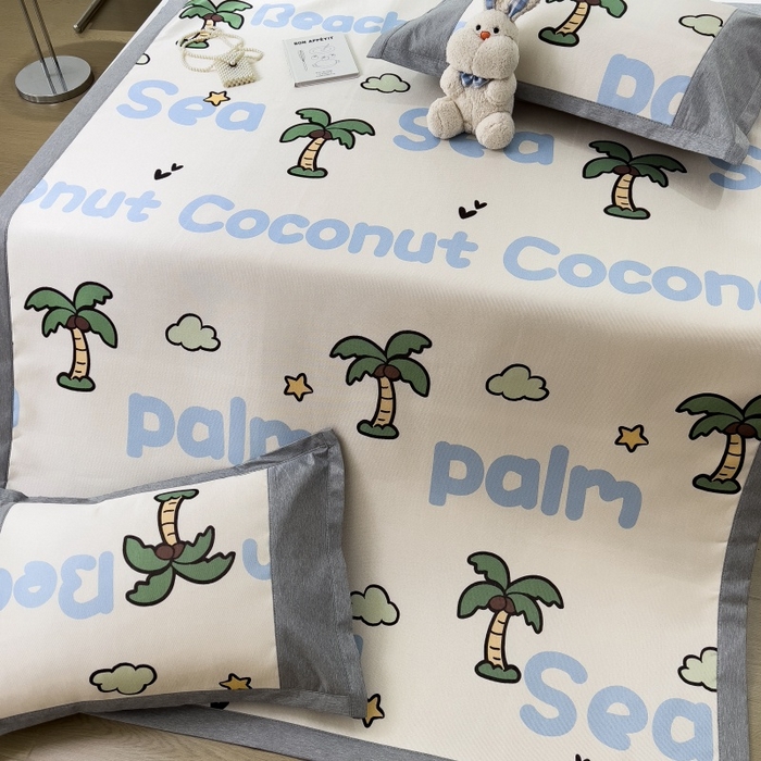 91家纺网 家纺一手货源 找家纺 水云缦 2025新款600D冰藤凉席冰丝席铺床款 铺床款-夏日