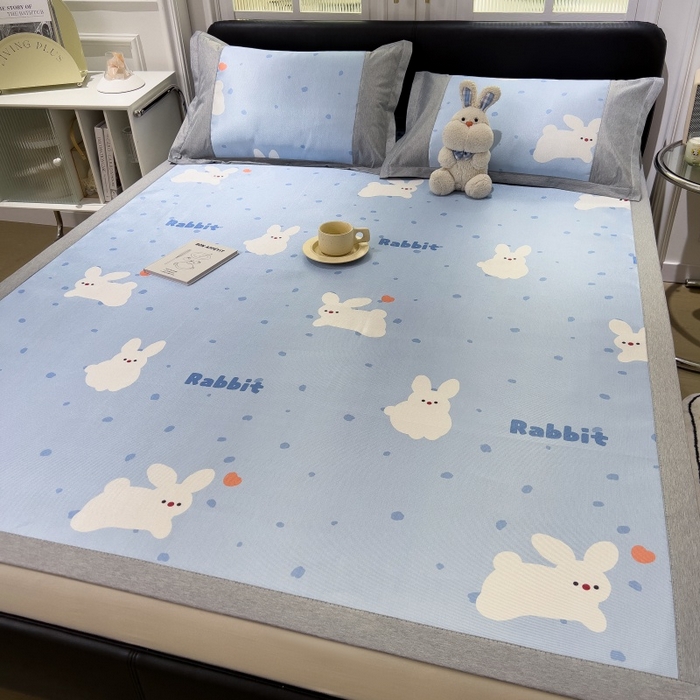 91家纺网 家纺一手货源 找家纺 水云缦 2025新款600D冰藤凉席冰丝席铺床款 铺床款-小白兔