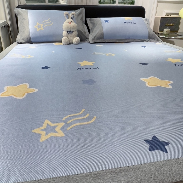 91家纺网 家纺一手货源 找家纺 水云缦 2025新款600D冰藤凉席冰丝席铺床款 铺床款-星星