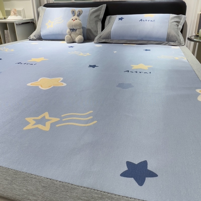 91家纺网 家纺一手货源 找家纺 水云缦 2025新款600D冰藤凉席冰丝席铺床款 铺床款-星星