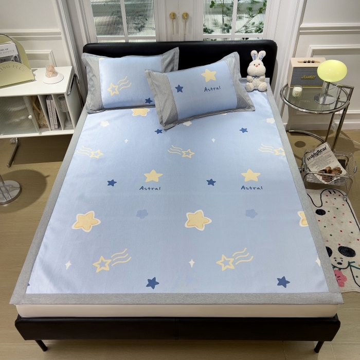 91家纺网 家纺一手货源 找家纺 水云缦 2025新款600D冰藤凉席冰丝席铺床款 铺床款-星星