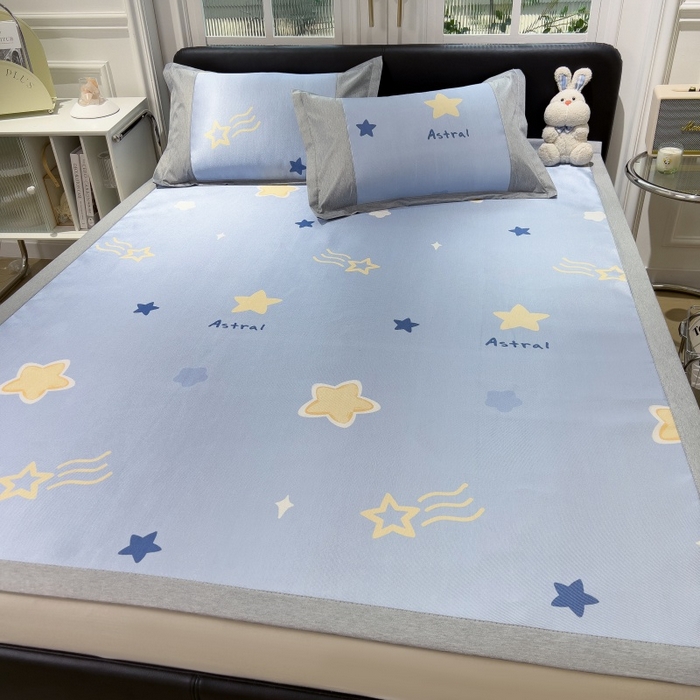 91家纺网 家纺一手货源 找家纺 水云缦 2025新款600D冰藤凉席冰丝席铺床款 铺床款-星星