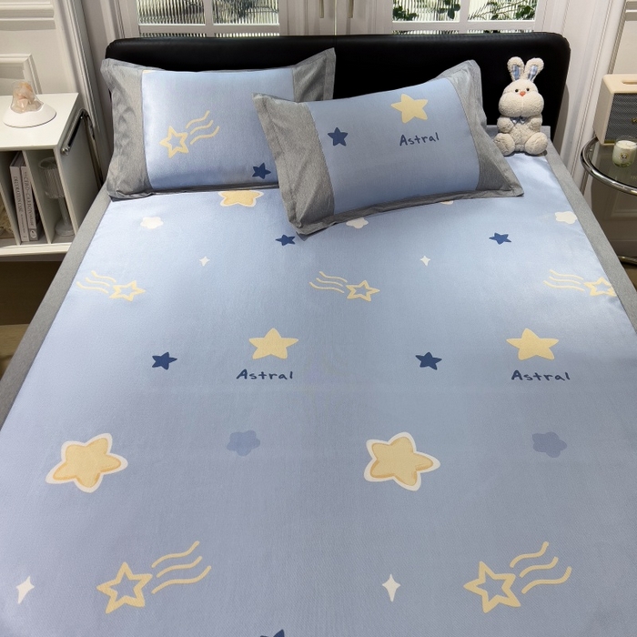 91家纺网 家纺一手货源 找家纺 水云缦 2025新款600D冰藤凉席冰丝席铺床款 铺床款-星星