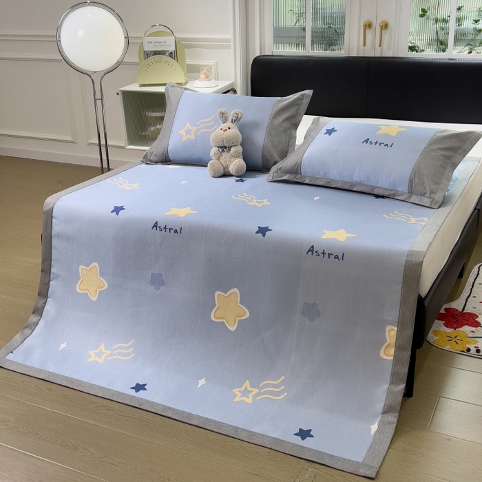 91家纺网 家纺一手货源 找家纺 水云缦 2025新款600D冰藤凉席冰丝席铺床款 铺床款-星星