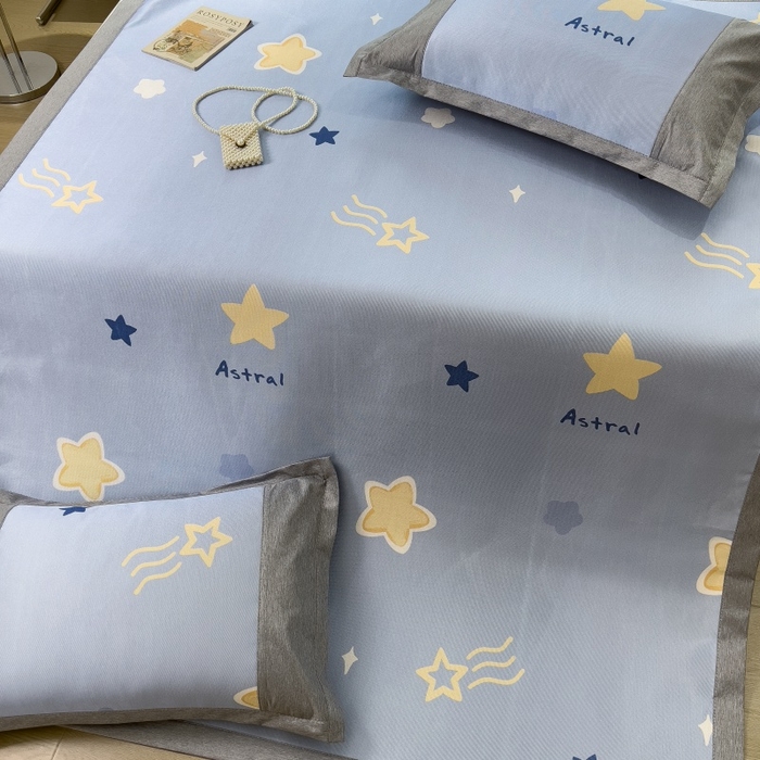 91家纺网 家纺一手货源 找家纺 水云缦 2025新款600D冰藤凉席冰丝席铺床款 铺床款-星星