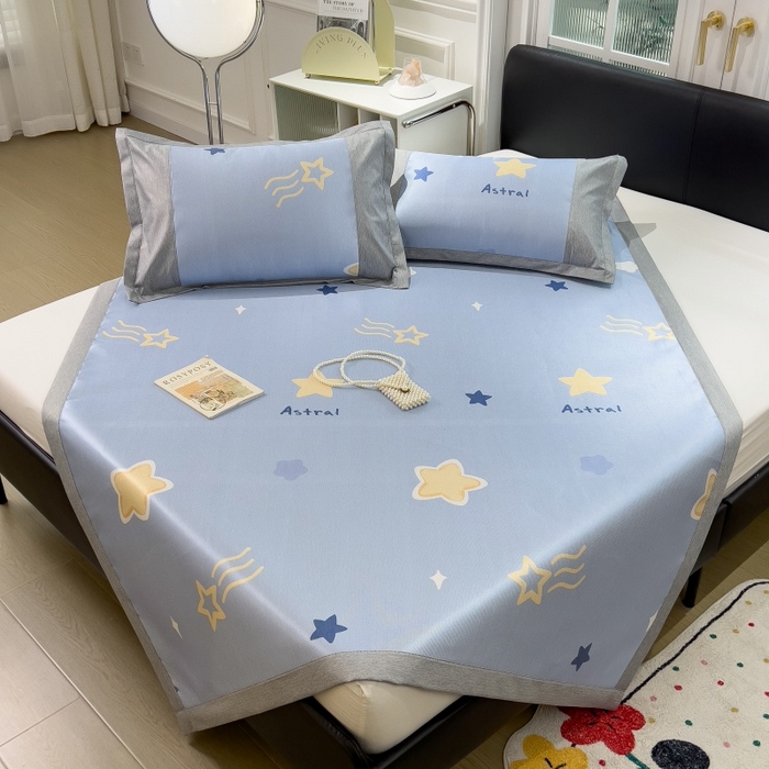 91家纺网 家纺一手货源 找家纺 水云缦 2025新款600D冰藤凉席冰丝席铺床款 铺床款-星星