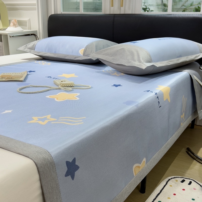 91家纺网 家纺一手货源 找家纺 水云缦 2025新款600D冰藤凉席冰丝席铺床款 铺床款-星星