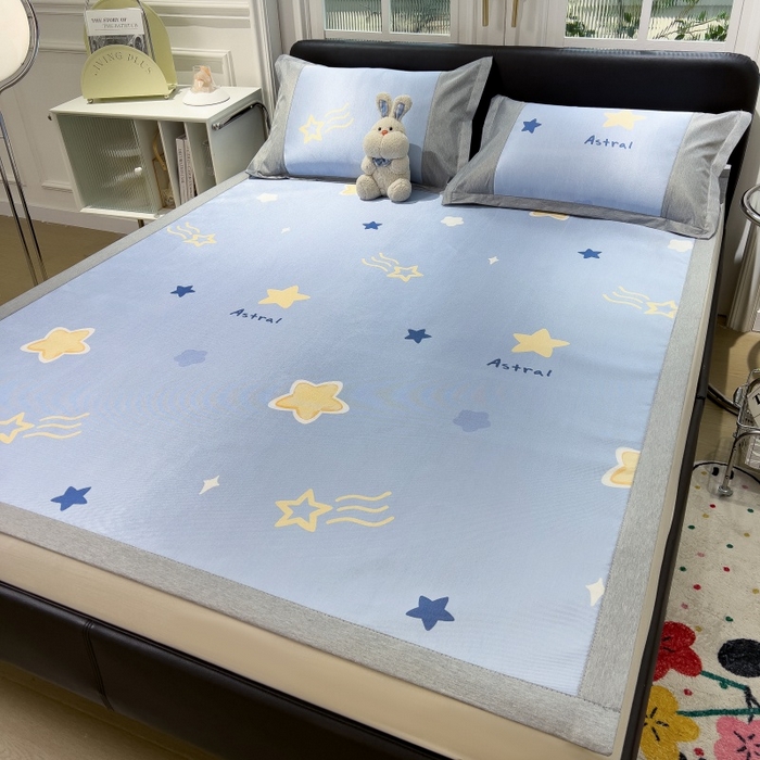 91家纺网 家纺一手货源 找家纺 水云缦 2025新款600D冰藤凉席冰丝席铺床款 铺床款-星星