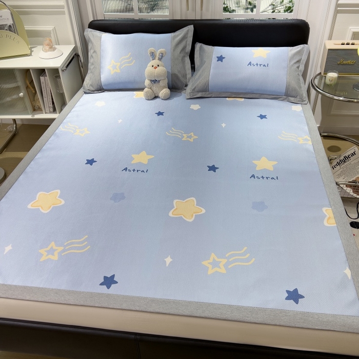 91家纺网 家纺一手货源 找家纺 水云缦 2025新款600D冰藤凉席冰丝席铺床款 铺床款-星星