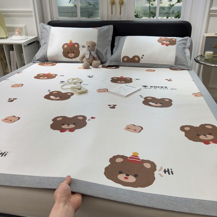 水云缦 2025新款600D冰藤凉席冰丝席铺床款 铺床款-熊头