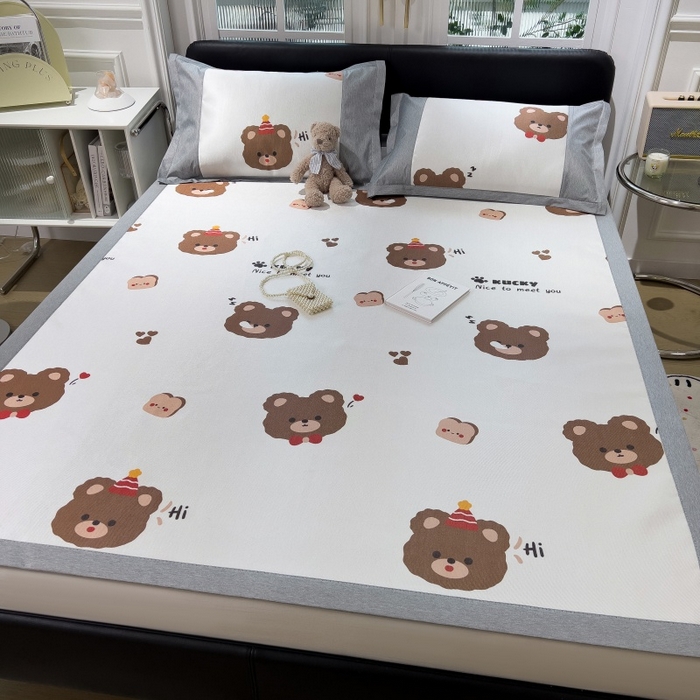 91家纺网 家纺一手货源 找家纺 水云缦 2025新款600D冰藤凉席冰丝席铺床款 铺床款-熊头