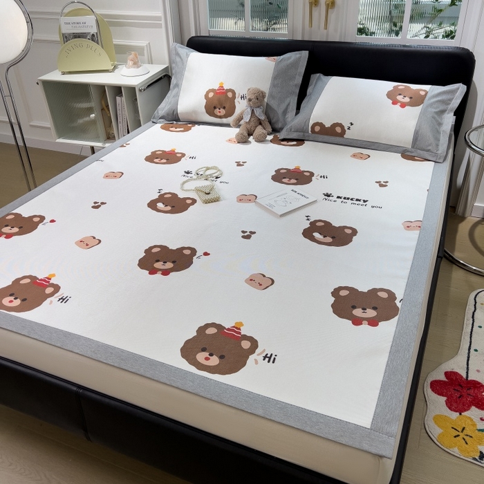 91家纺网 家纺一手货源 找家纺 水云缦 2025新款600D冰藤凉席冰丝席铺床款 铺床款-熊头