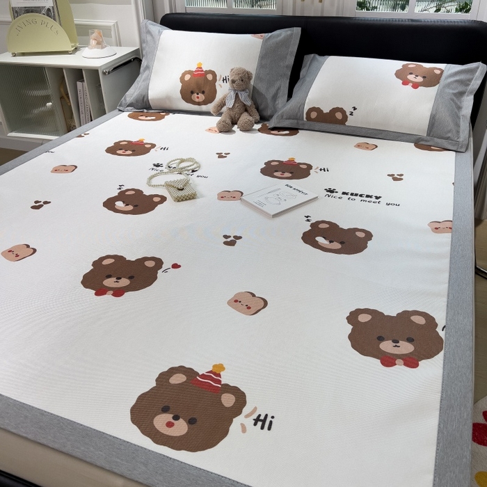 91家纺网 家纺一手货源 找家纺 水云缦 2025新款600D冰藤凉席冰丝席铺床款 铺床款-熊头