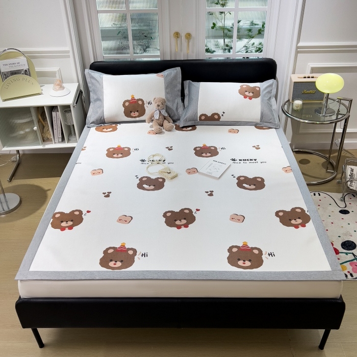 91家纺网 家纺一手货源 找家纺 水云缦 2025新款600D冰藤凉席冰丝席铺床款 铺床款-熊头