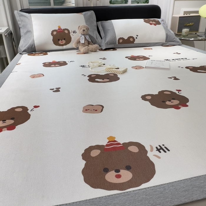 91家纺网 家纺一手货源 找家纺 水云缦 2025新款600D冰藤凉席冰丝席铺床款 铺床款-熊头