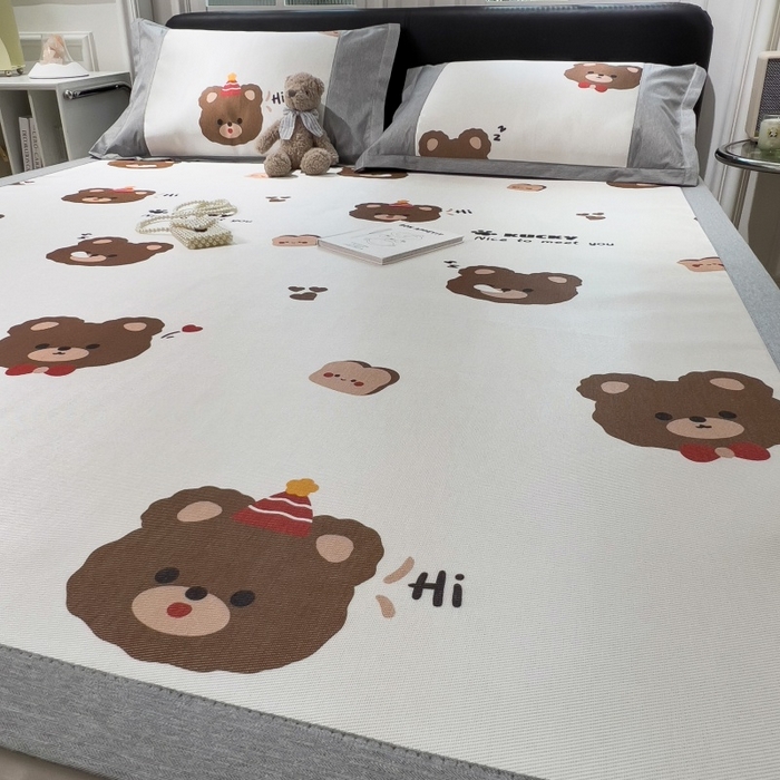 91家纺网 家纺一手货源 找家纺 水云缦 2025新款600D冰藤凉席冰丝席铺床款 铺床款-熊头