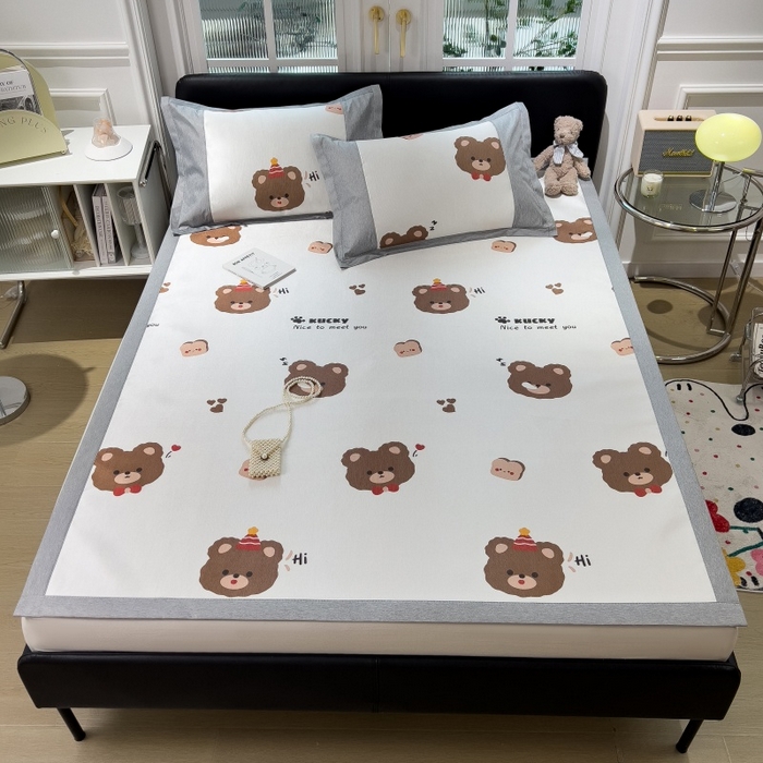 91家纺网 家纺一手货源 找家纺 水云缦 2025新款600D冰藤凉席冰丝席铺床款 铺床款-熊头