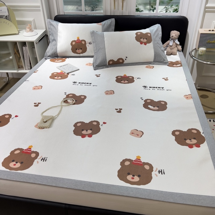 91家纺网 家纺一手货源 找家纺 水云缦 2025新款600D冰藤凉席冰丝席铺床款 铺床款-熊头