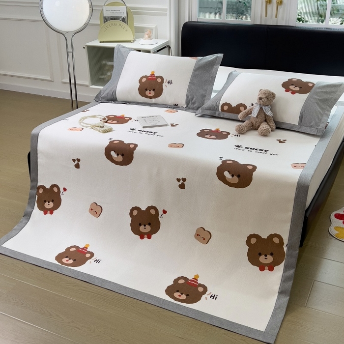 91家纺网 家纺一手货源 找家纺 水云缦 2025新款600D冰藤凉席冰丝席铺床款 铺床款-熊头