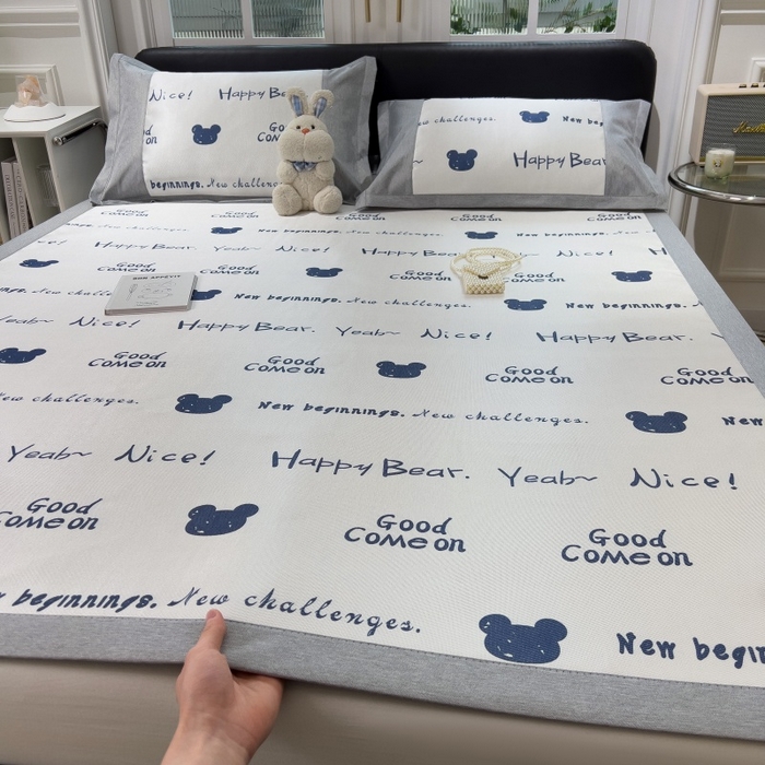 水云缦 2025新款600D冰藤凉席冰丝席铺床款 铺床款-字母