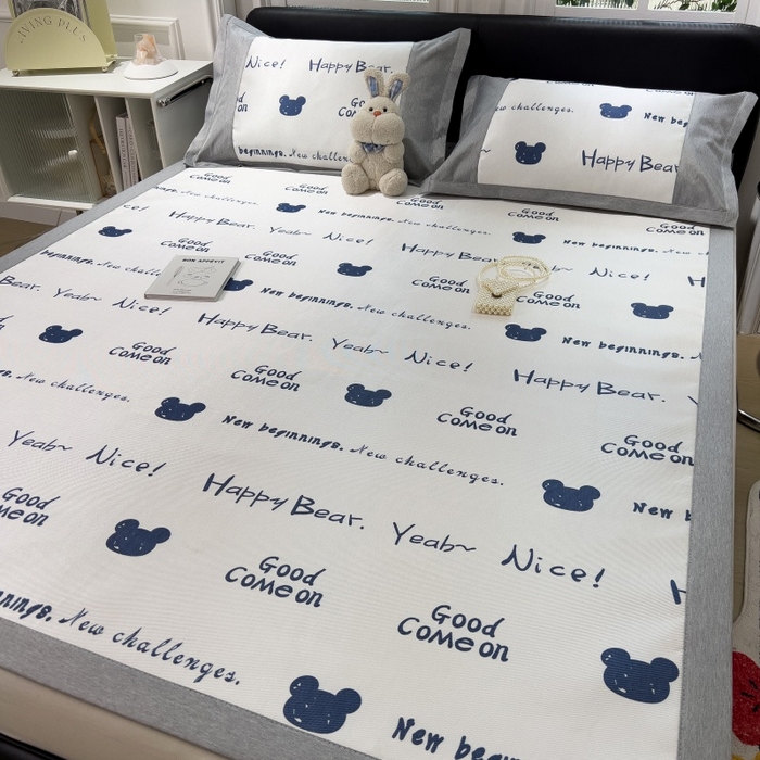 91家纺网 家纺一手货源 找家纺 水云缦 2025新款600D冰藤凉席冰丝席铺床款 铺床款-字母