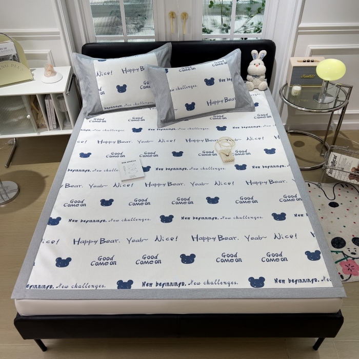 91家纺网 家纺一手货源 找家纺 水云缦 2025新款600D冰藤凉席冰丝席铺床款 铺床款-字母