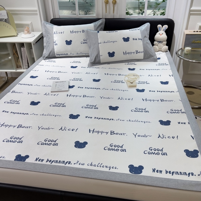 91家纺网 家纺一手货源 找家纺 水云缦 2025新款600D冰藤凉席冰丝席铺床款 铺床款-字母