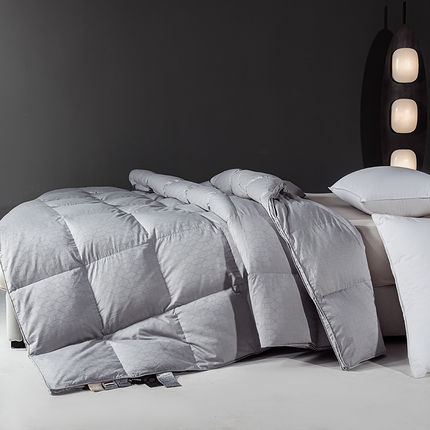 华盛羽绒被壳 2024新款全棉双层提提花不跑被超服帖鹅绒被 西西里深灰