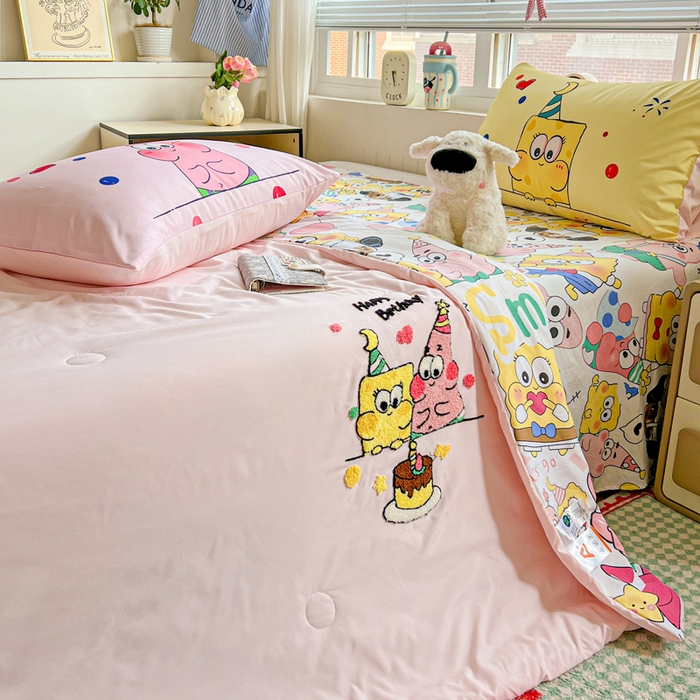 91家纺网 家纺一手货源 找家纺 一霖家纺 2025新款高克重云朵毛巾绣夏被 生日派对