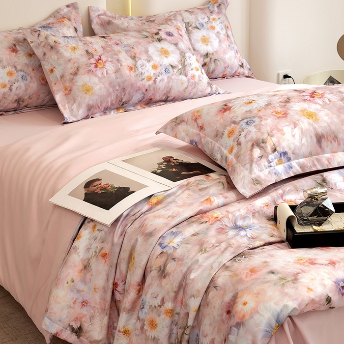 91家纺网 家纺一手货源 找家纺 典雅家纺 2025新款艾阳暖棉印花四件套 花间密语